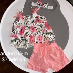 Floral Baby Outfit with Headband